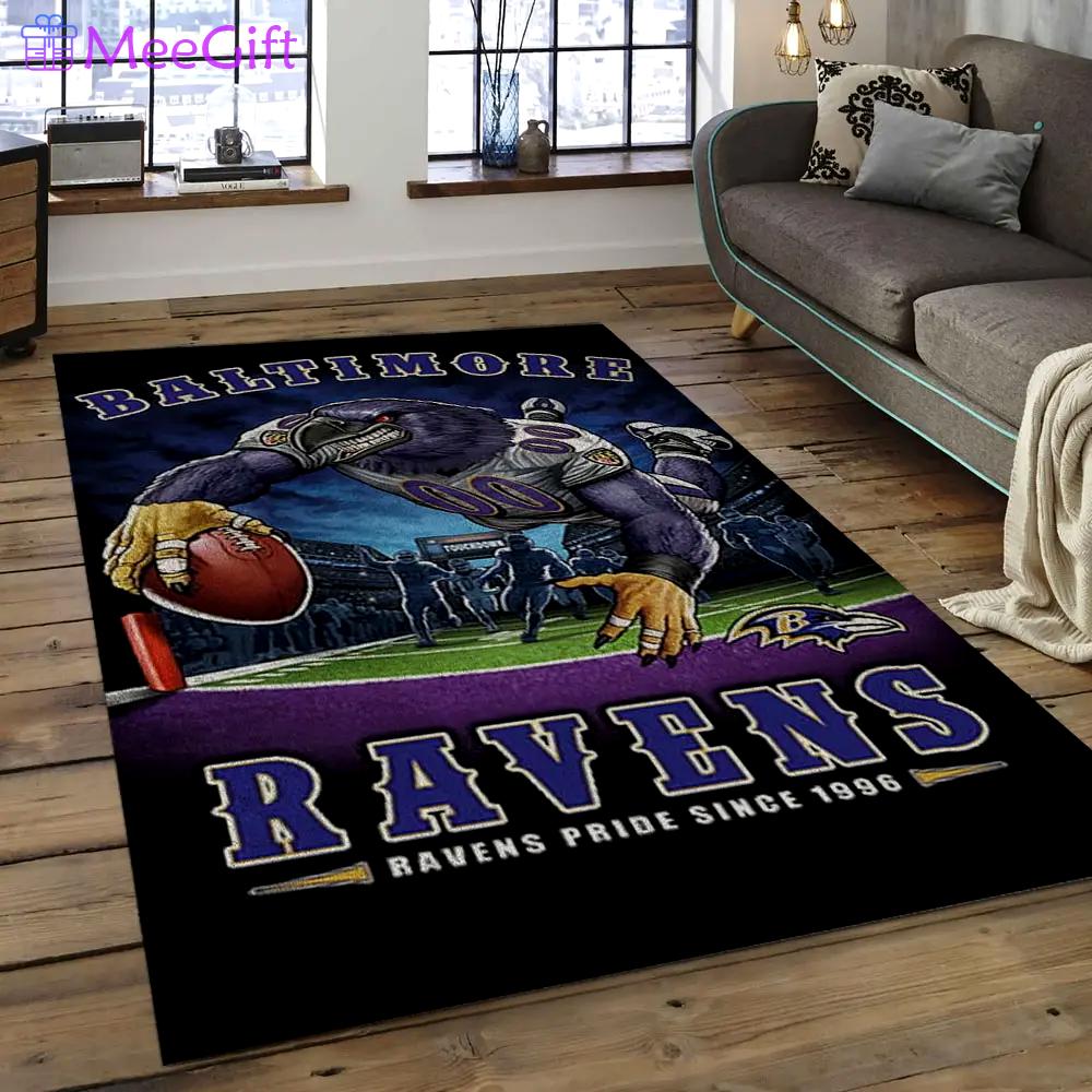 Nfl baltimore ravens match football team logo rectangle ares rug brv18 Rectangle Rug
