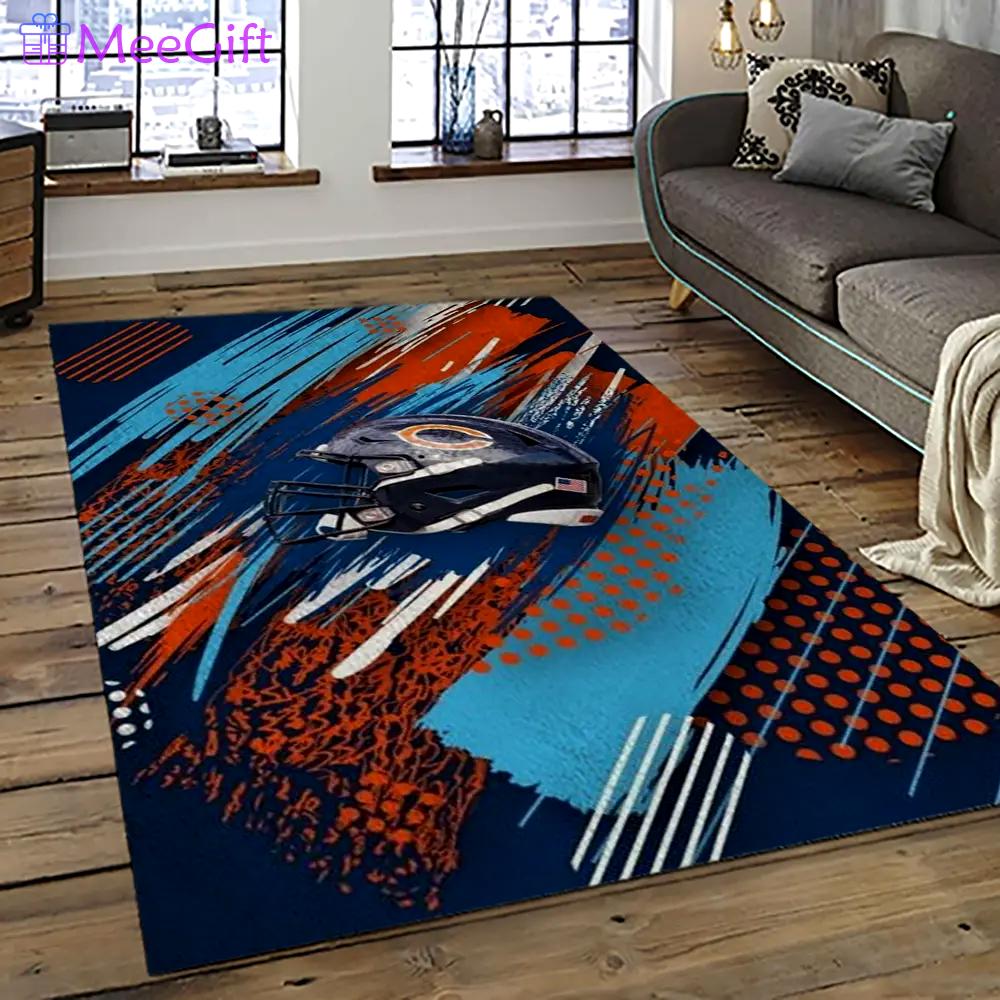 Nfl chicago bears football team logo sport carpet rectangle area rug for living room ccb44 Rectangle Rug