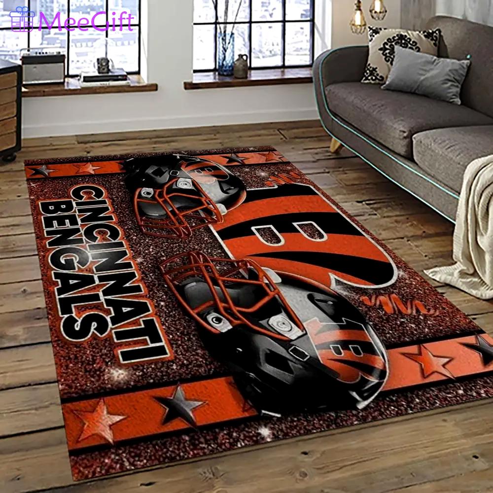Nfl cincinnati bengals football team logo sport carpet area rug who dey nation gift for friends cnns77 Rectangle Rug