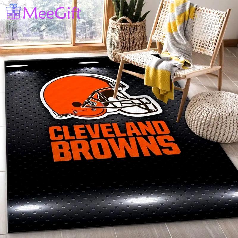 Nfl cleveland browns area rug football rug carpet floor decor home decor 17 Rectangle Rug