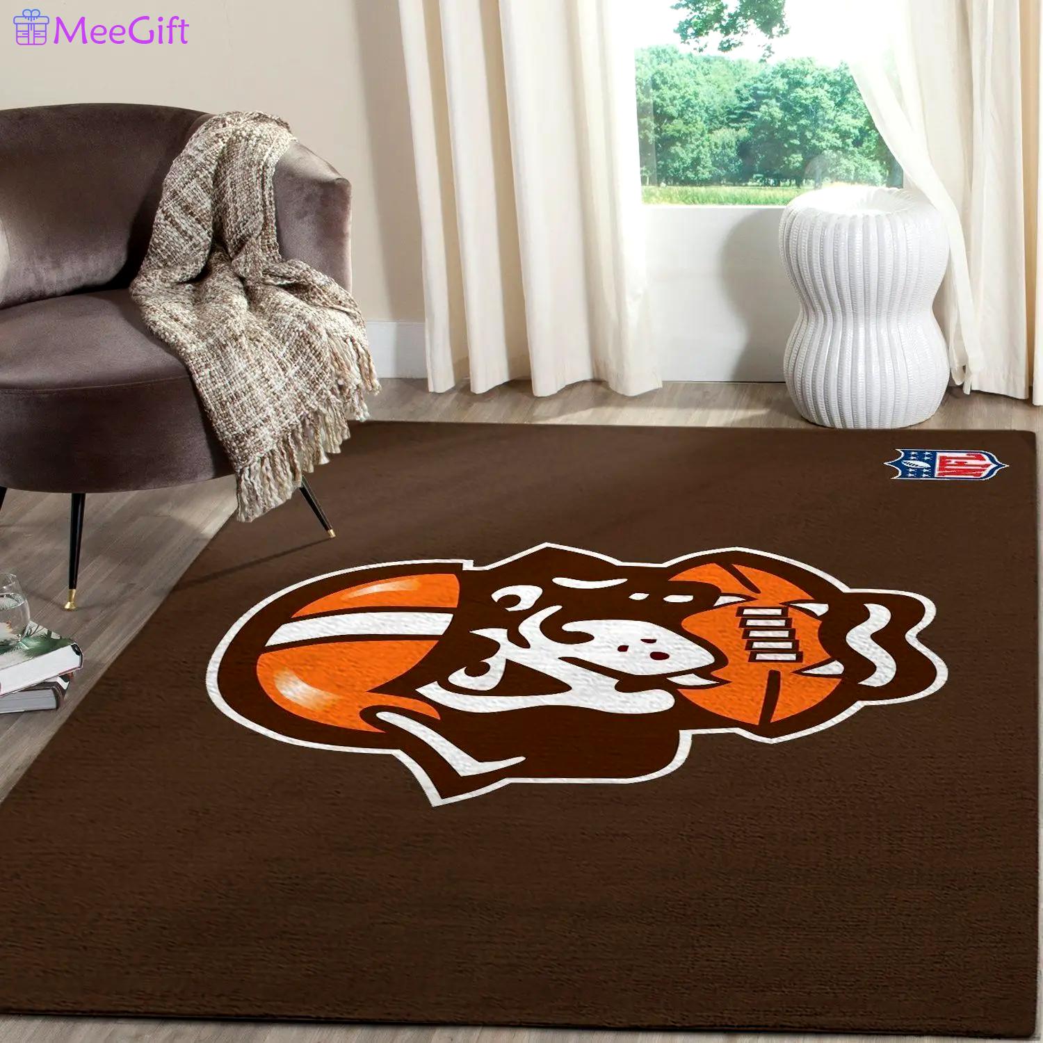Nfl cleveland browns area rug football rug carpet floor decor home decor v1767 Rectangle Rug