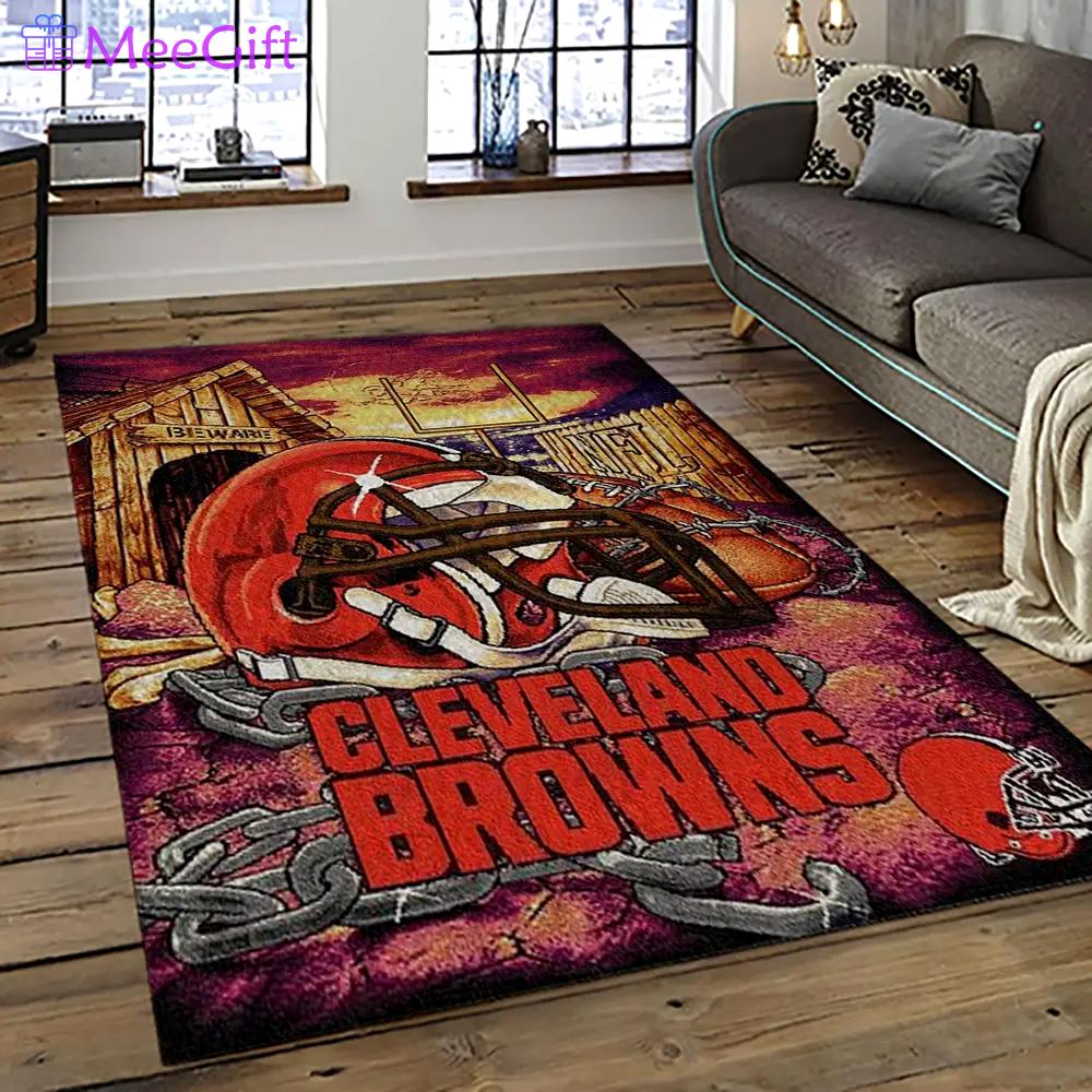 Nfl cleveland browns football team logo sport carpet rectangle area rug for living room cb06 Rectangle Rug