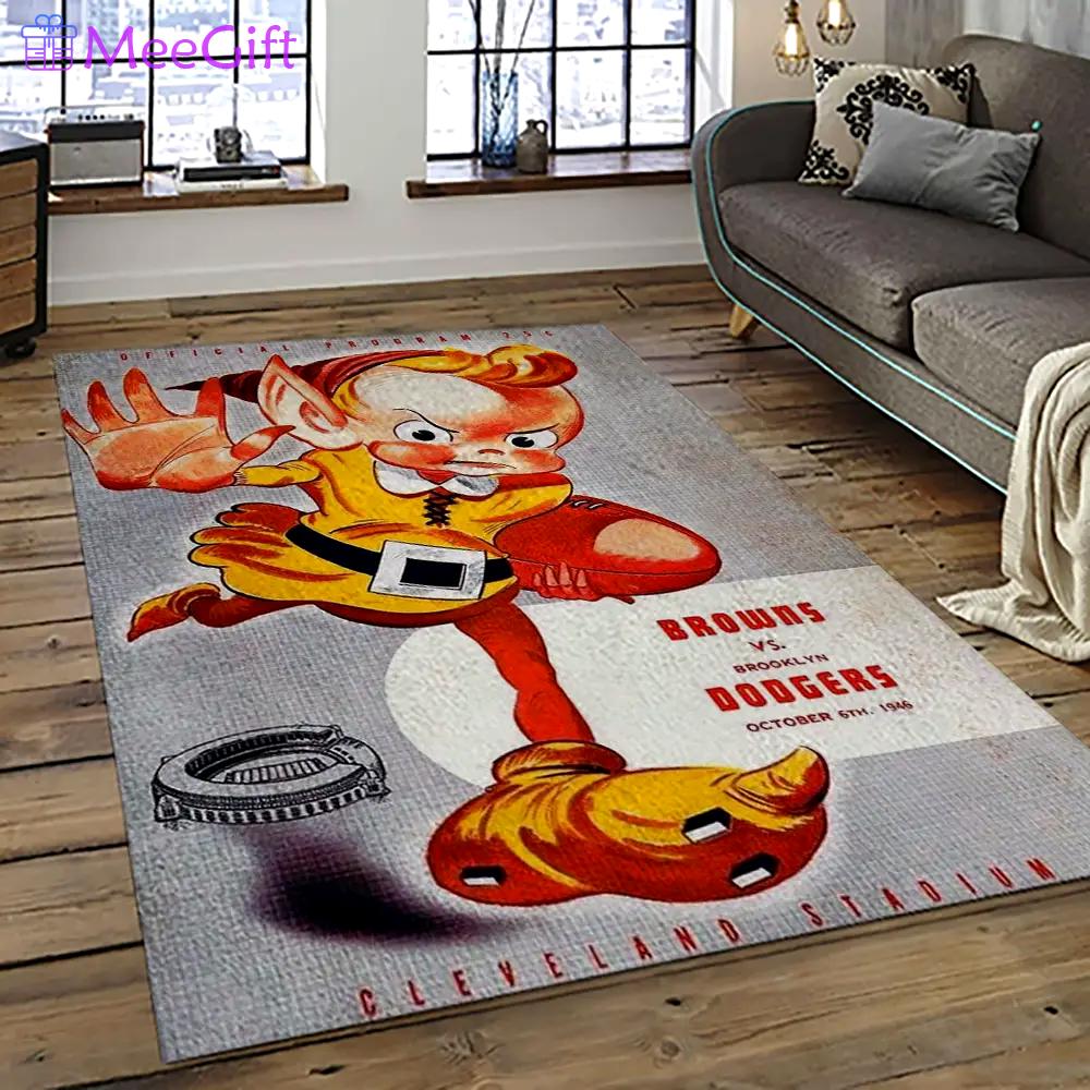 Nfl cleveland browns football team logo sport carpet rectangle area rug for living room cb09 Rectangle Rug