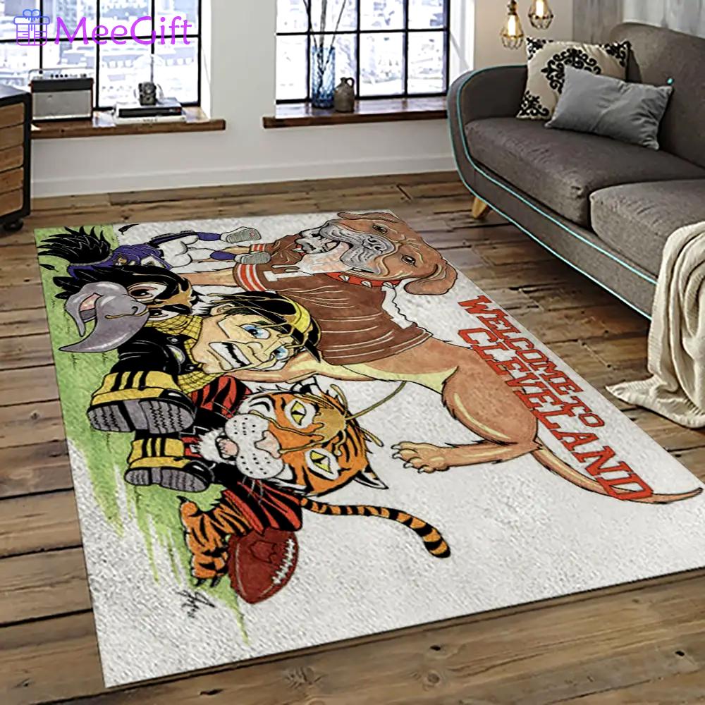 Nfl cleveland browns football team logo sport carpet rectangle area rug for living room cb60 Rectangle Rug