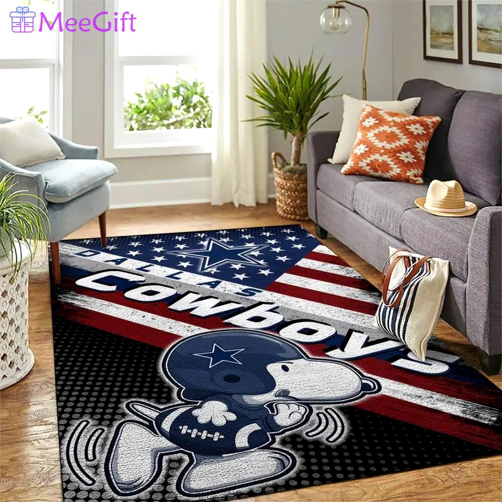 Nfl dallas cowboys area rugs american flag & snoopy living room carpet Rectangle Rug