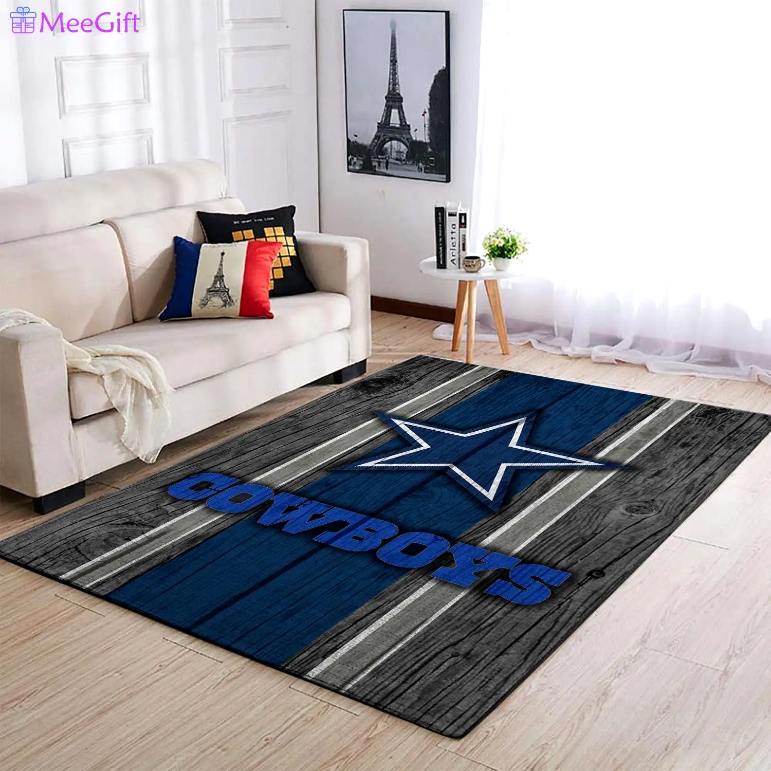 Nfl dallas cowboys area rugs football living room carpet wooden style Rectangle Rug