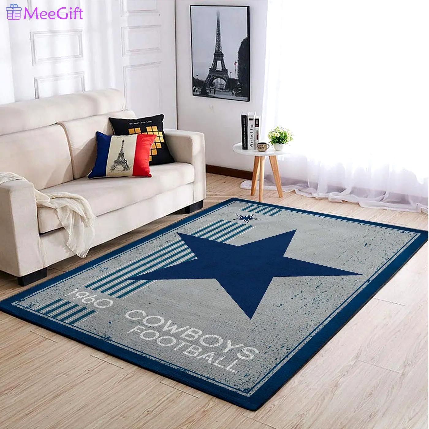 Nfl dallas cowboys retro style football team logo area rug living room rug Rectangle Rug