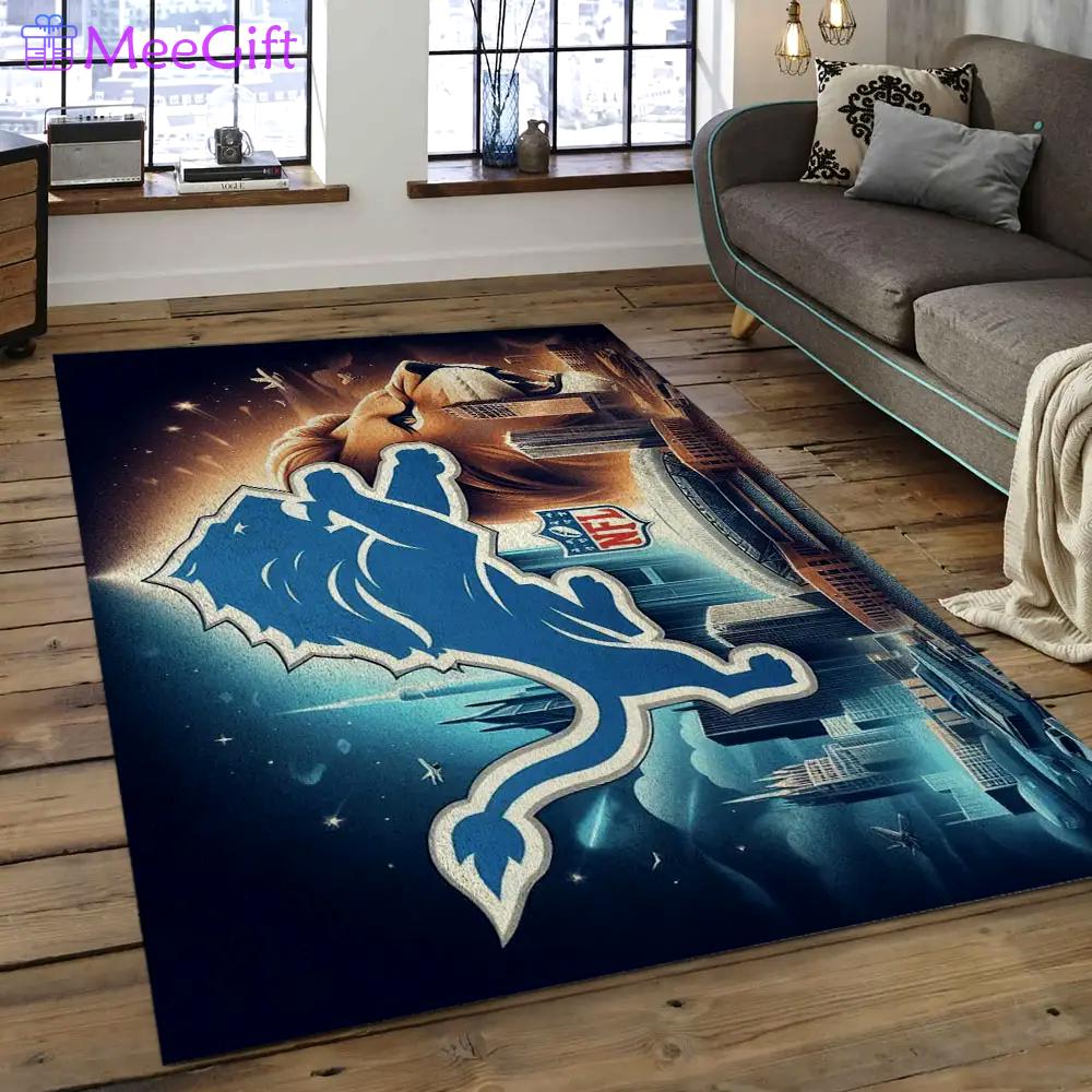 Nfl detroit lions football team logo rectangle area rug dl31 Rectangle Rug