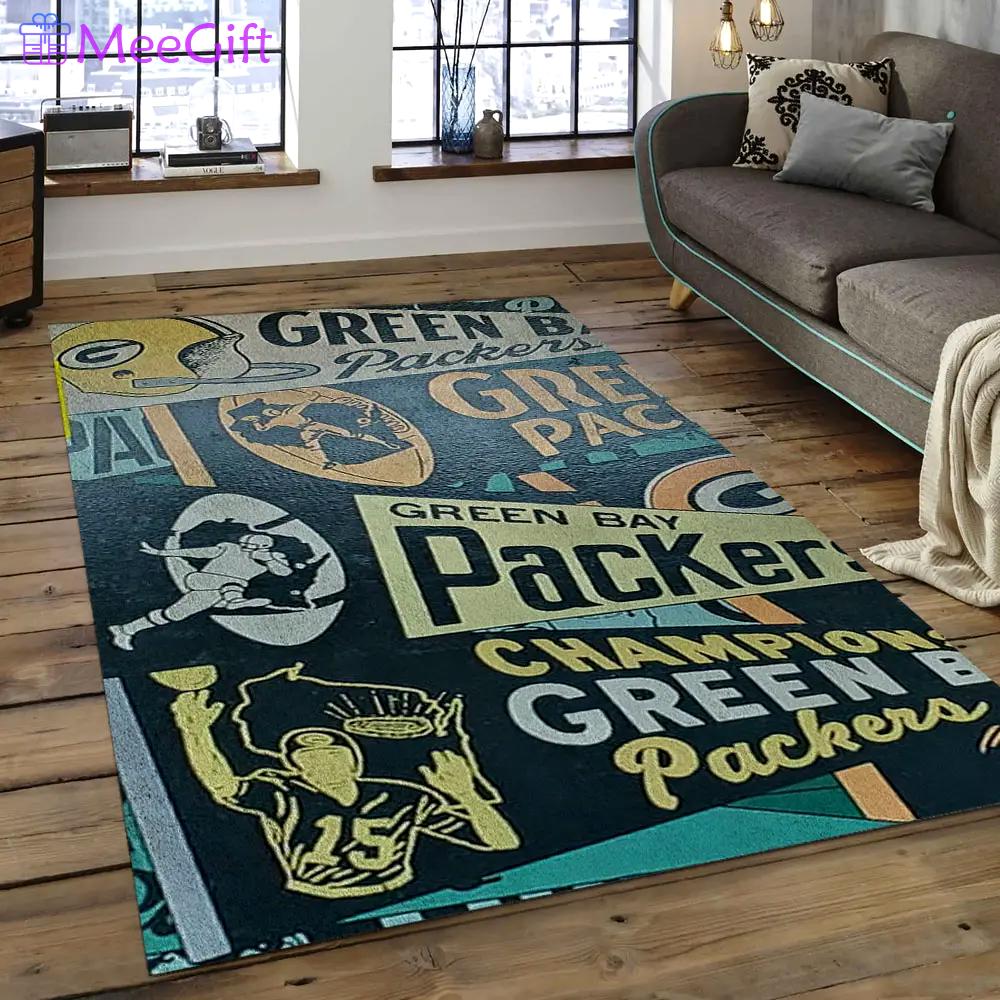 Nfl green bay packers football team logo rectangle area rug gbp33 Rectangle Rug