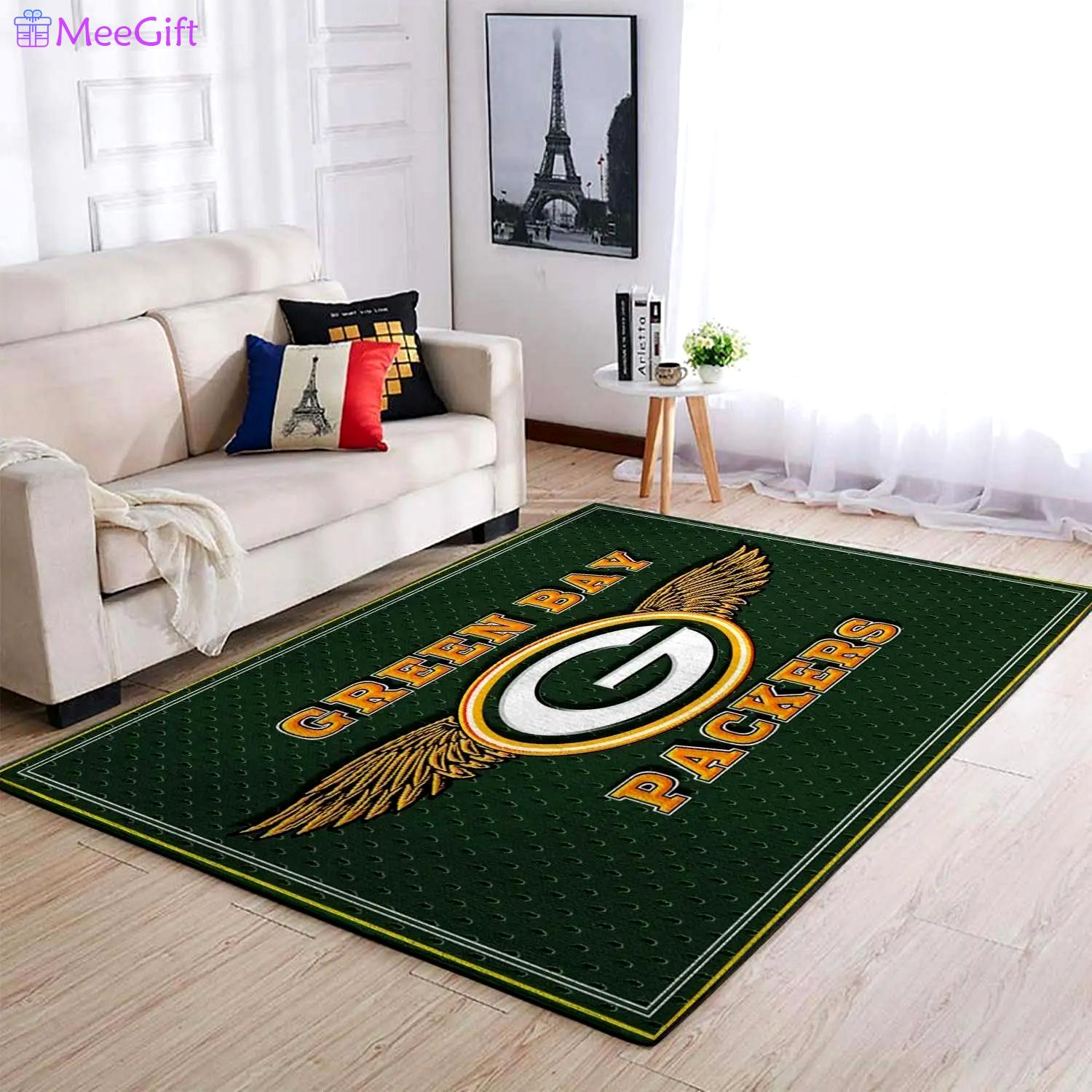 Nfl green bay packers living room carpet christmas gift rug regtangle carpet Rectangle Rug