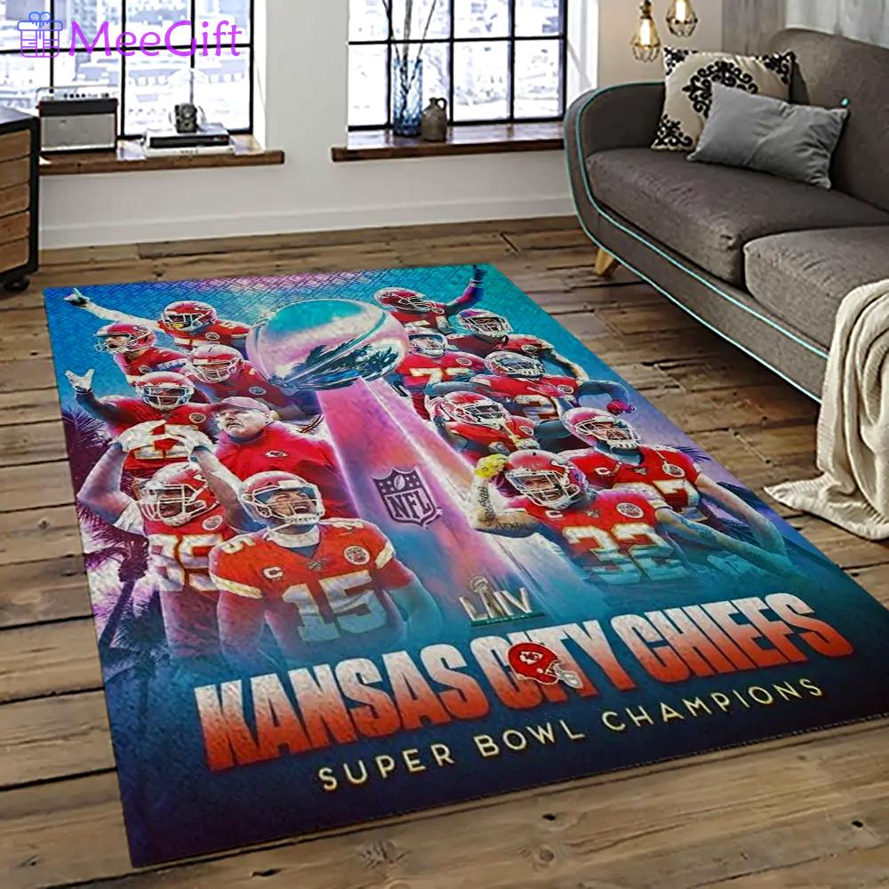 Nfl kansas city chiefs football team logo sport carpet rectangle area rug for living room kcc01 Rectangle Rug