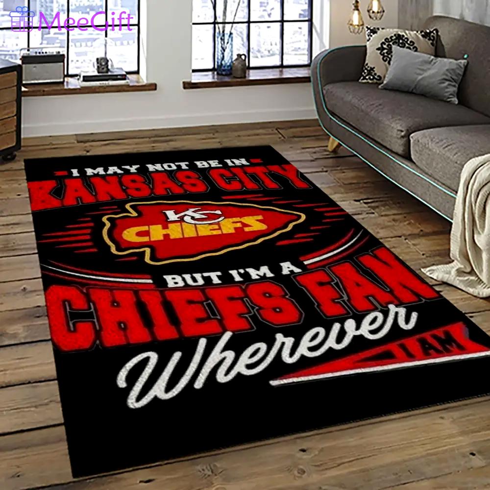 Nfl kansas city chiefs football team logo sport carpet rectangle area rug for living room kcc61 Rectangle Rug