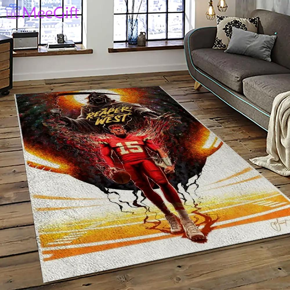 Nfl kansas city chiefs football team logo sport carpet rectangle area rug for living room kcc72 Rectangle Rug