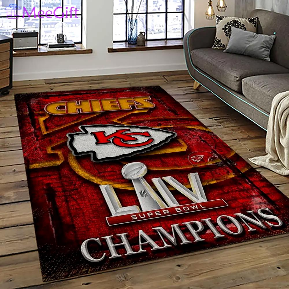 Nfl kansas city chiefs football team logo sport carpet rectangle area rug for living room kcc76 Rectangle Rug