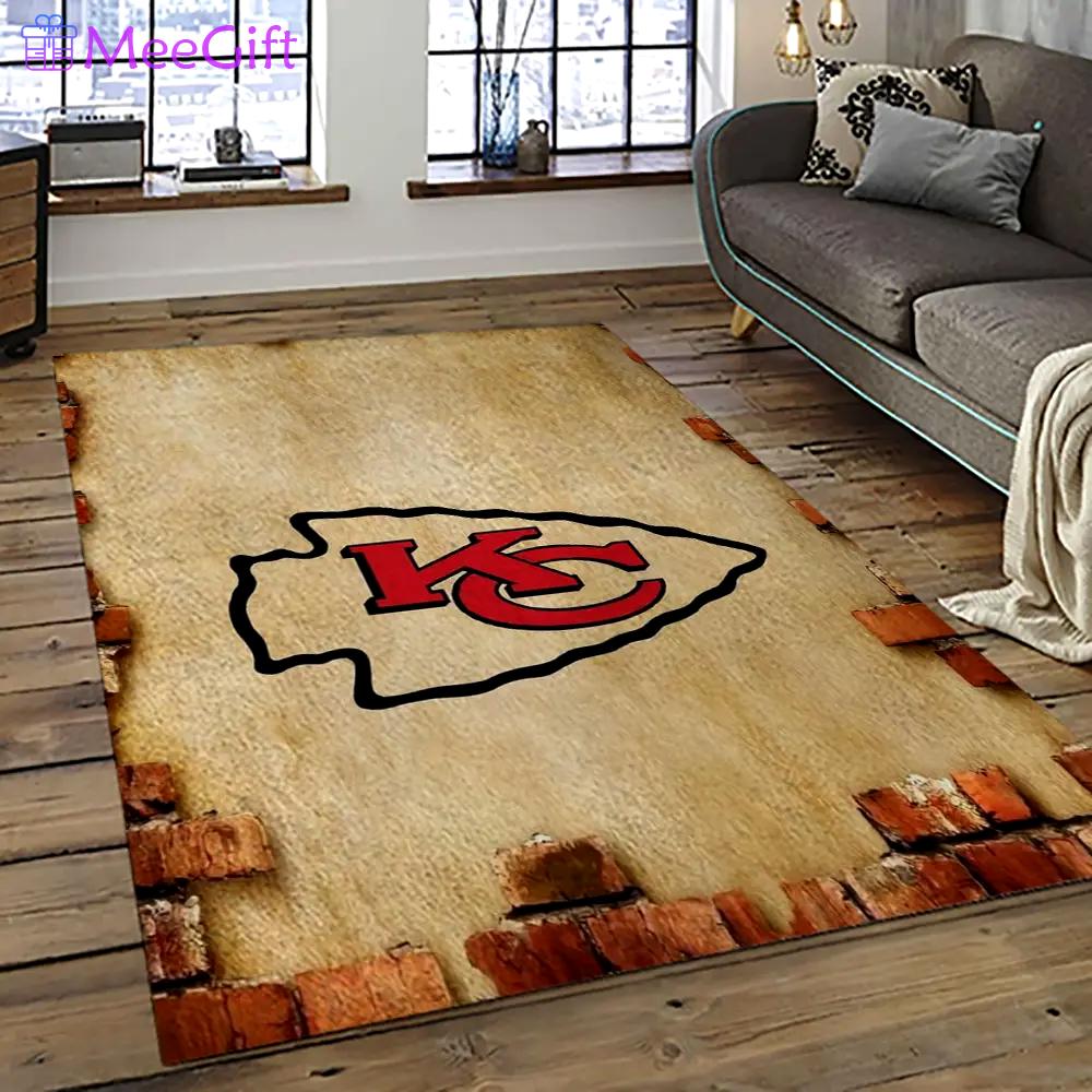 Nfl kansas city chiefs football team logo sport carpet rectangle area rug for living room kcc79 Rectangle Rug