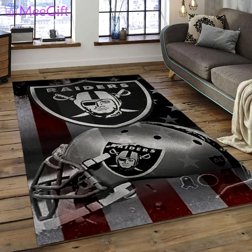 Nfl las vegas raiders football team logo rectangle area rug lvr04 Rectangle Rug
