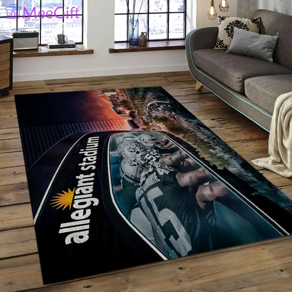 Nfl las vegas raiders football team logo rectangle area rug lvr06 Rectangle Rug