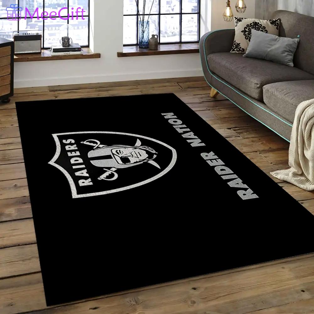 Nfl las vegas raiders football team logo rectangle area rug lvr19 Rectangle Rug