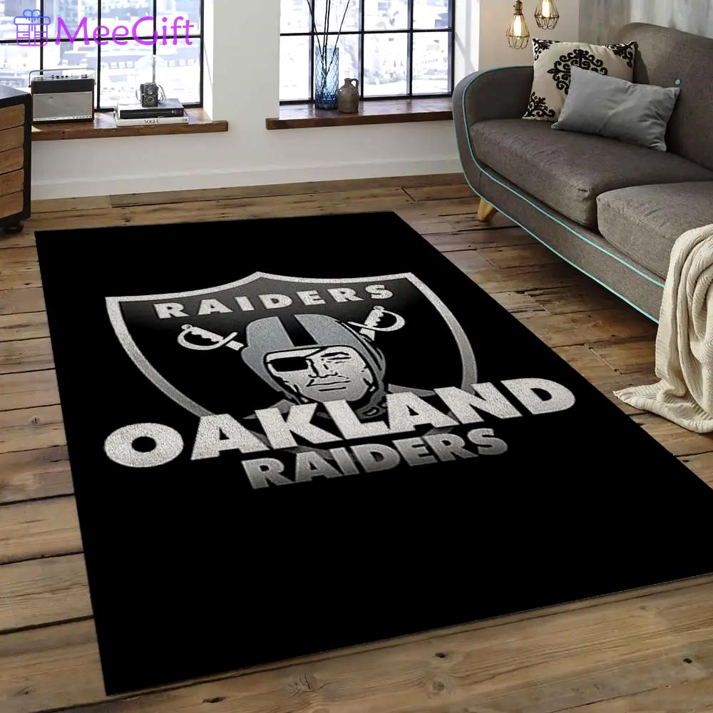 Nfl las vegas raiders football team logo rectangle area rug lvr33 Rectangle Rug