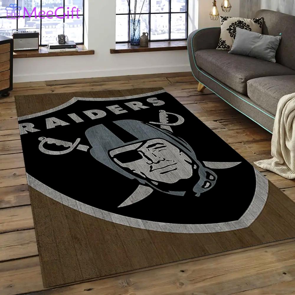 Nfl las vegas raiders football team logo rectangle area rug lvr42 Rectangle Rug