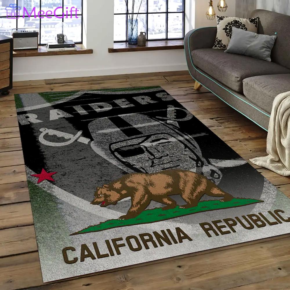Nfl las vegas raiders football team logo rectangle area rug lvr48 Rectangle Rug