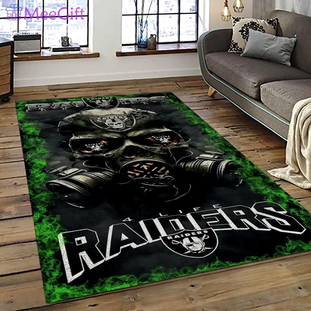 Nfl las vegas raiders football team logo sport carpet rectangle area rug for living room lvrd72 Rectangle Rug