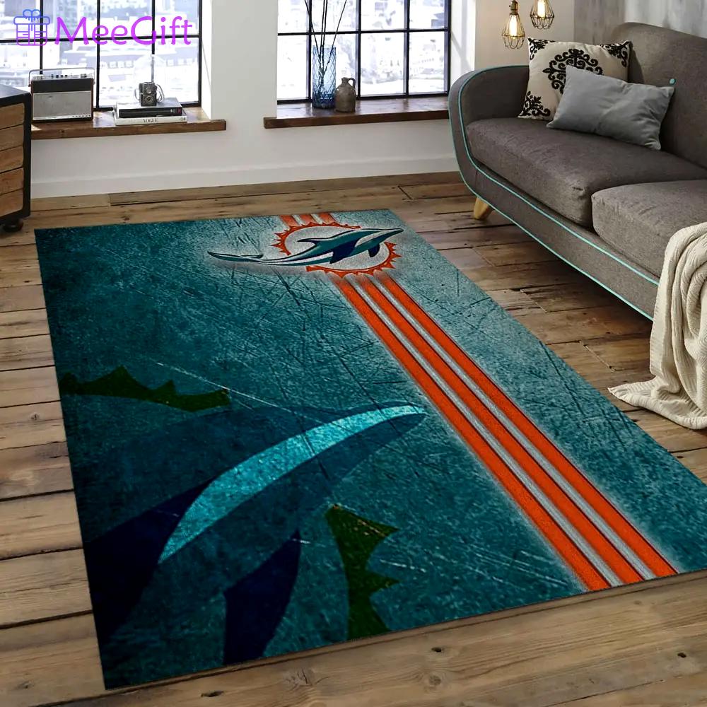 Nfl miami dolphins  football team logo rectangle area rug mmd04 Rectangle Rug