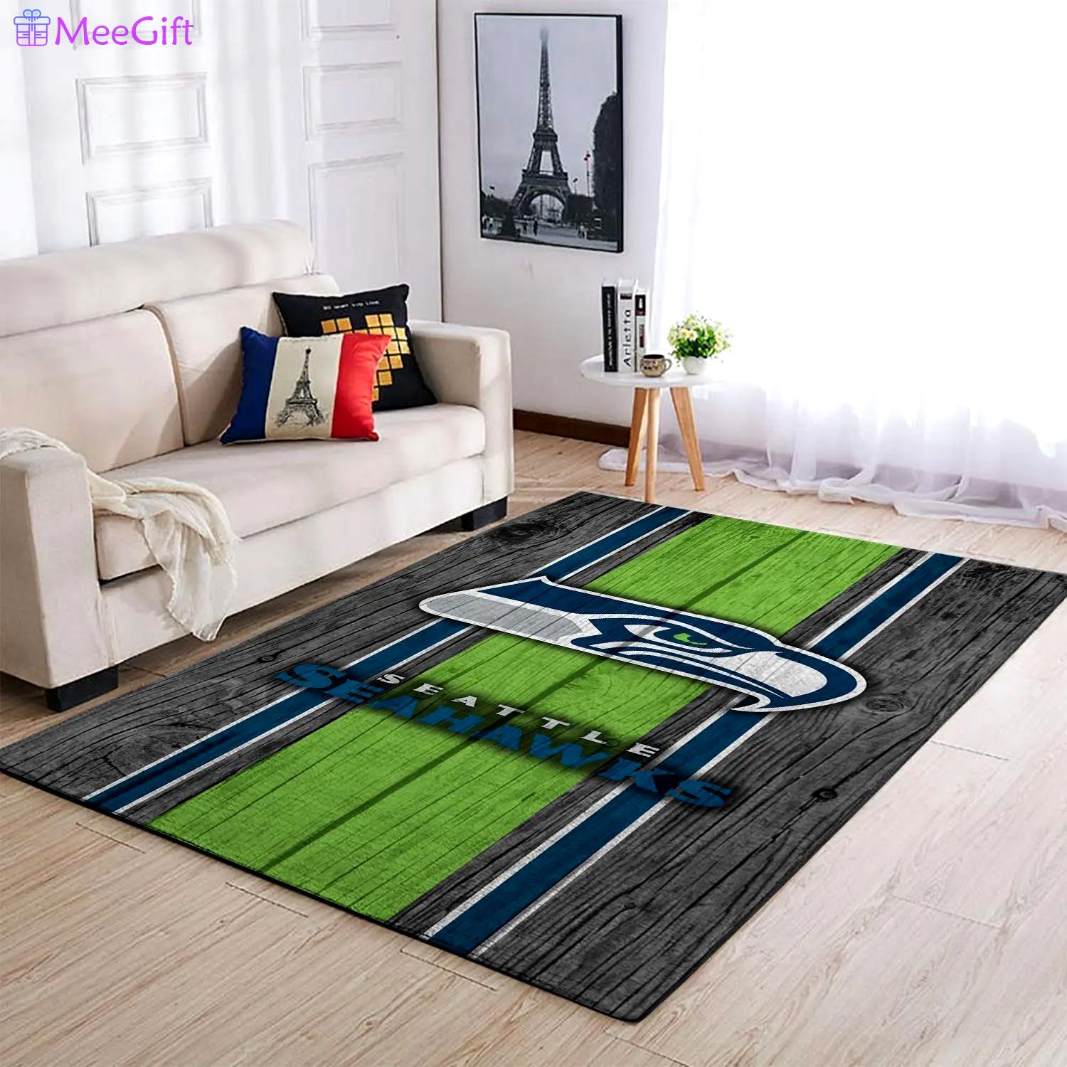 Nfl seattle seahawks football sport rug wooden style living room area rug 26 Rectangle Rug