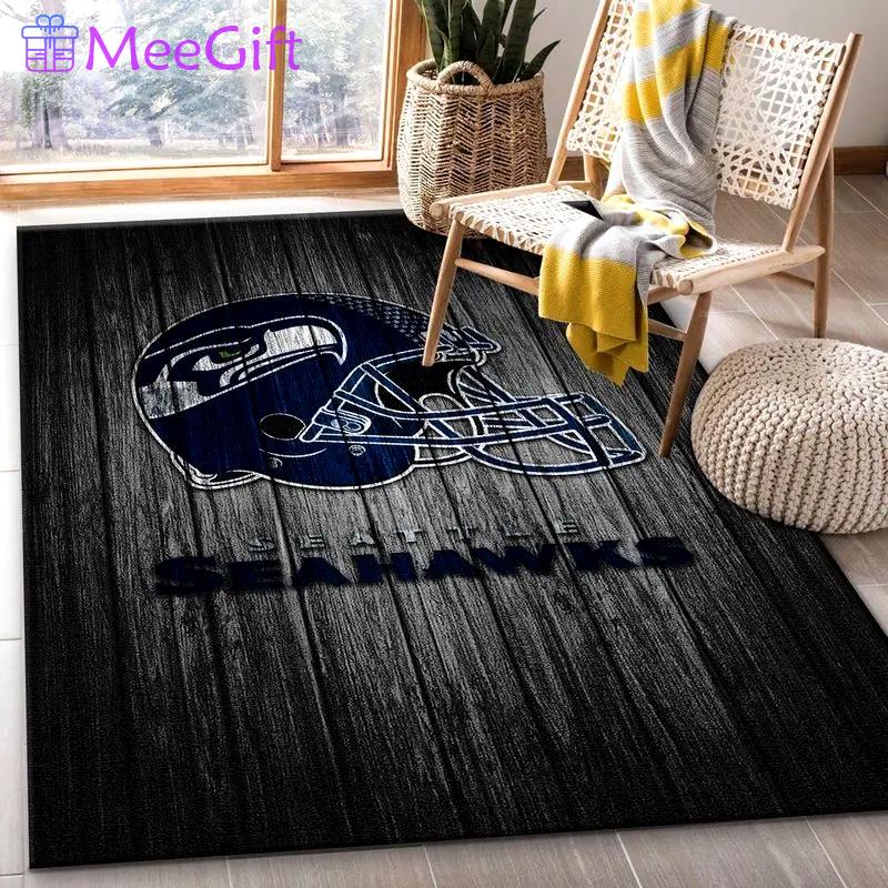 Nfl seattle seahawks football sport rug wooden style living room area rug Rectangle Rug