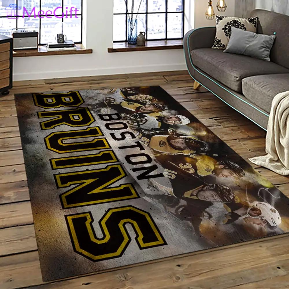 Nhl boston bruins hockey team logo sport carpet rectangle area rug for living room bb49 Rectangle Rug