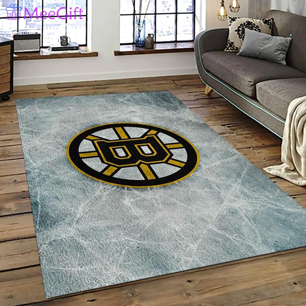 Nhl boston bruins hockey team logo sport carpet rectangle area rug for living room bb53 Rectangle Rug