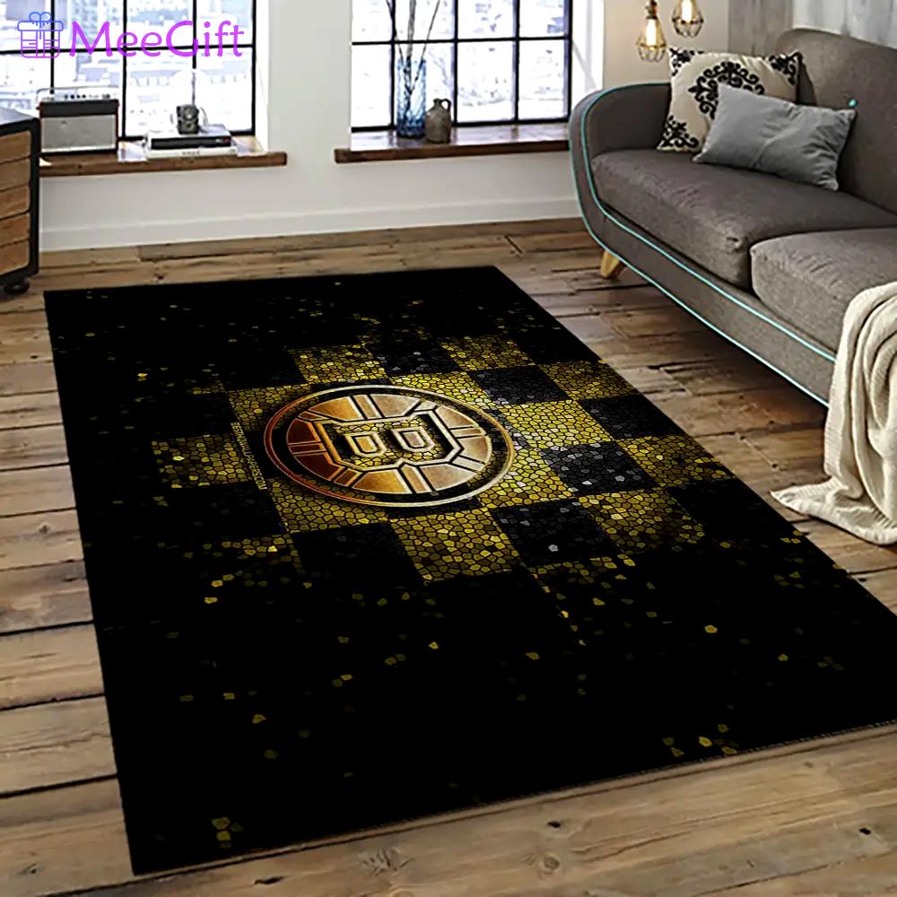 Nhl boston bruins hockey team logo sport carpet rectangle area rug for living room bb73 Rectangle Rug
