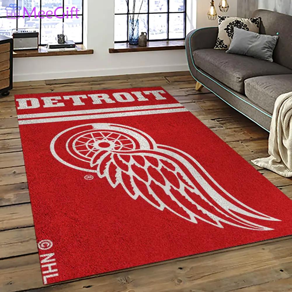 Nhl detroit red wings hockey team logo sport carpet rectangle area rug for living room drw06 Rectangle Rug