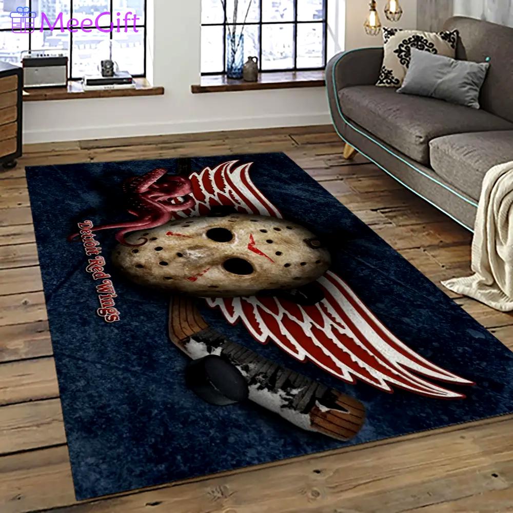 Nhl detroit red wings hockey team logo sport carpet rectangle area rug for living room drw29 Rectangle Rug