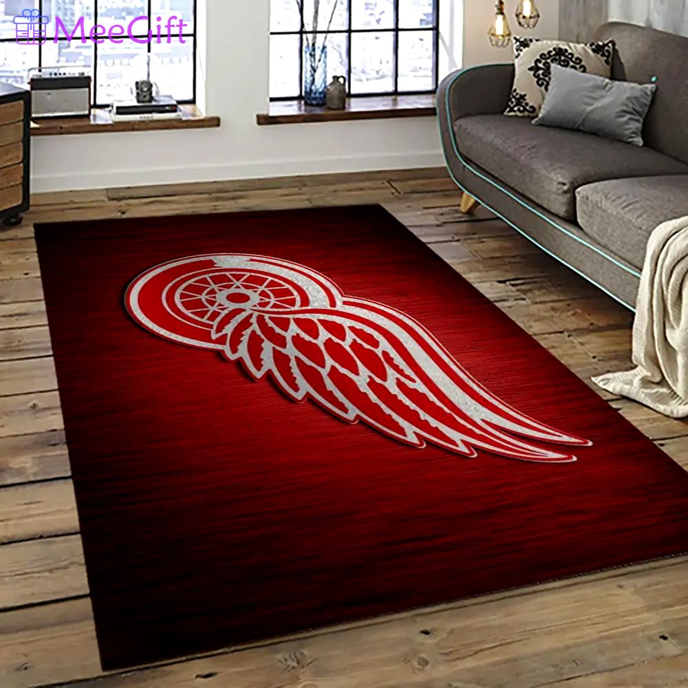 Nhl detroit red wings hockey team logo sport carpet rectangle area rug for living room drw30 Rectangle Rug
