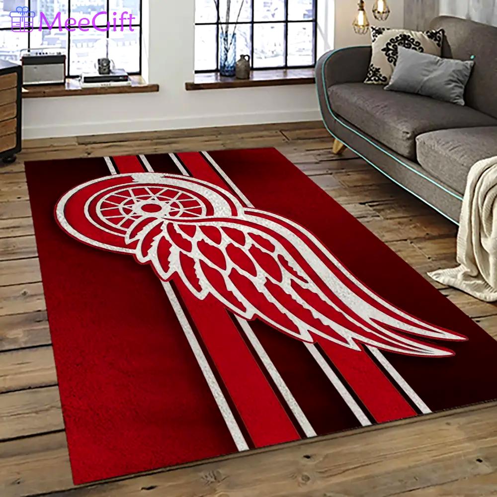 Nhl detroit red wings hockey team logo sport carpet rectangle area rug for living room drw45 Rectangle Rug