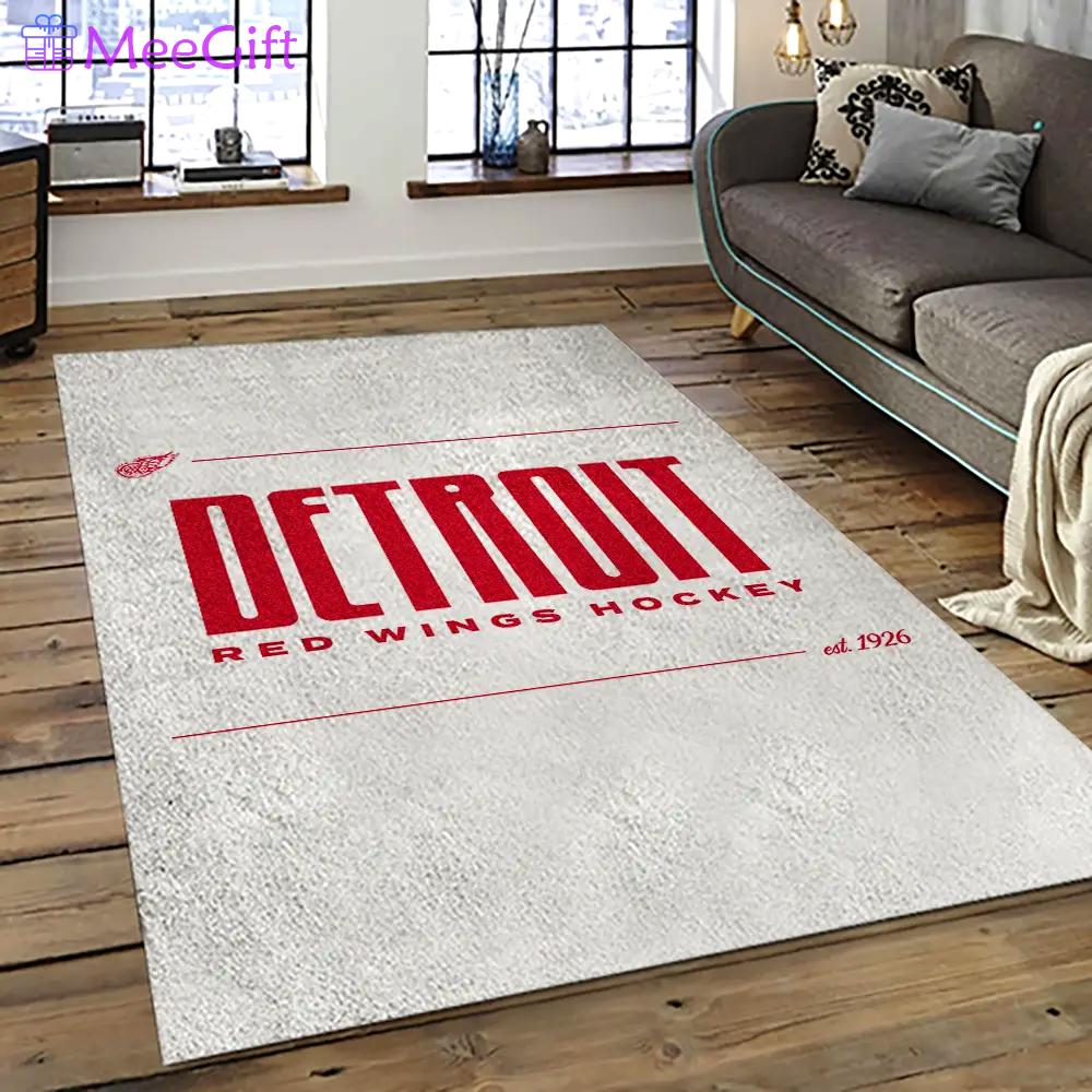 Nhl detroit red wings hockey team logo sport carpet rectangle area rug for living room drw46 Rectangle Rug