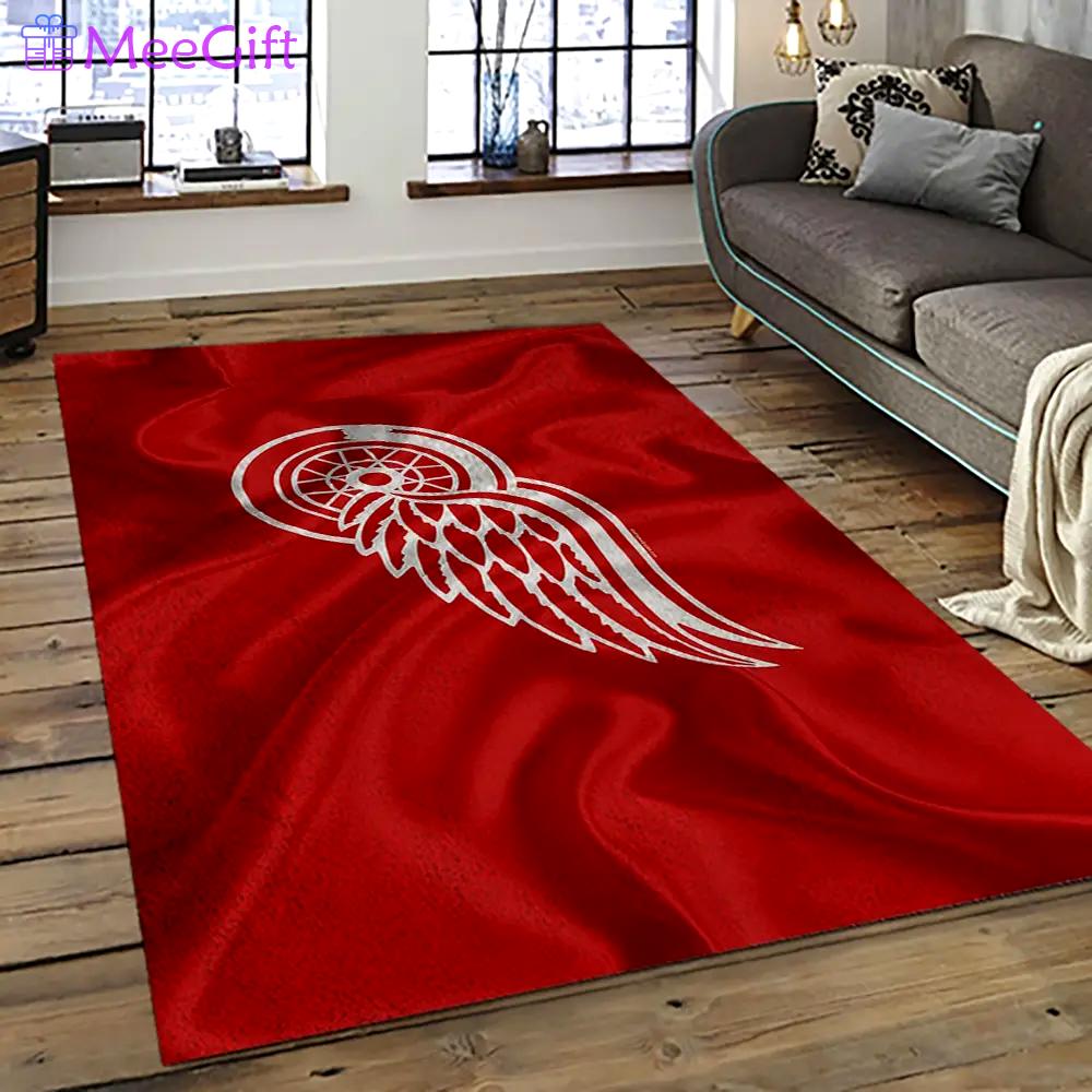 Nhl detroit red wings hockey team logo sport carpet rectangle area rug for living room drw80 Rectangle Rug