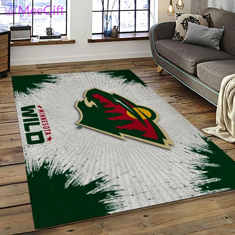 Nhl minnesota wild hockey team logo sport carpet rectangle area rug for living room mw06 Rectangle Rug