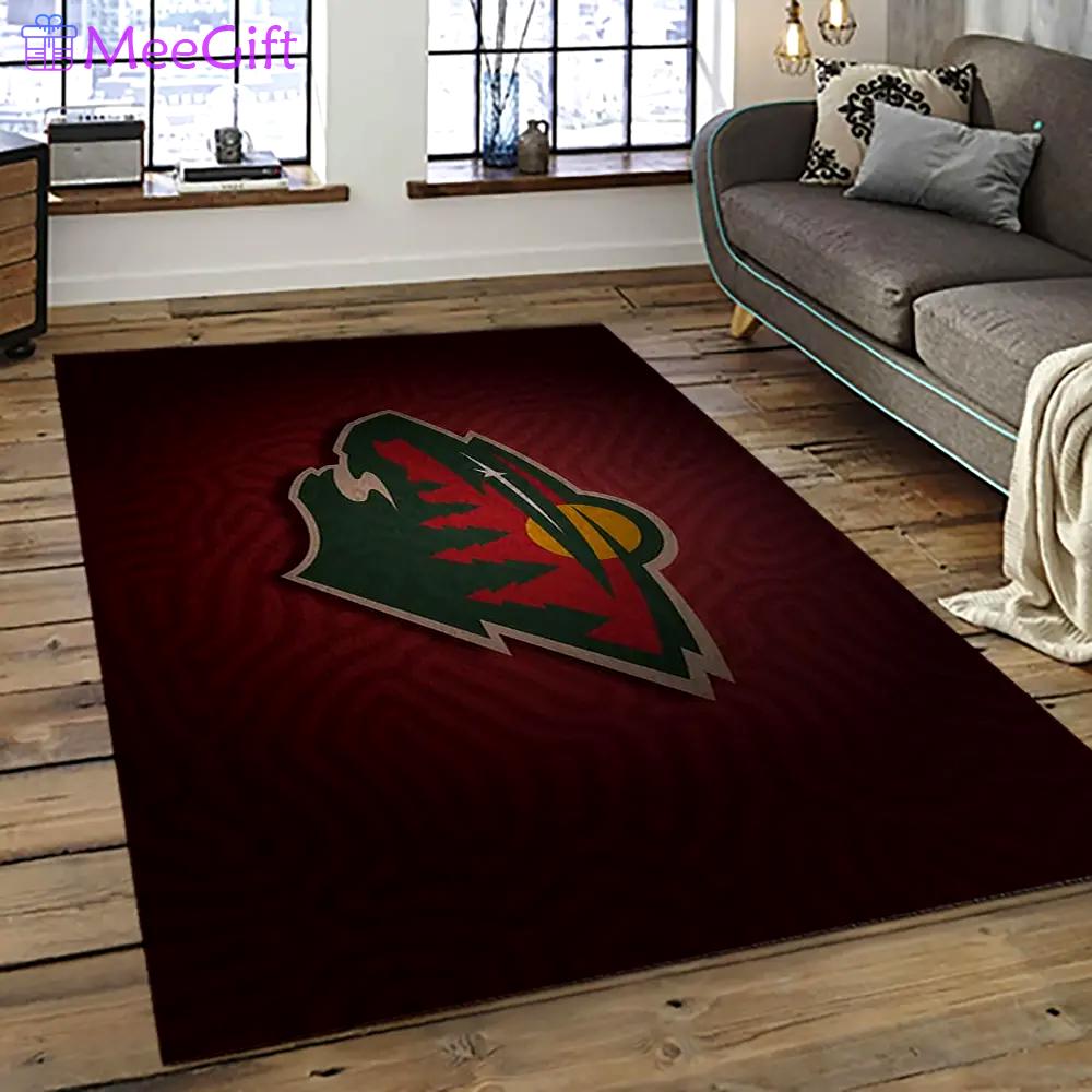 Nhl minnesota wild hockey team logo sport carpet rectangle area rug for living room mw33 Rectangle Rug