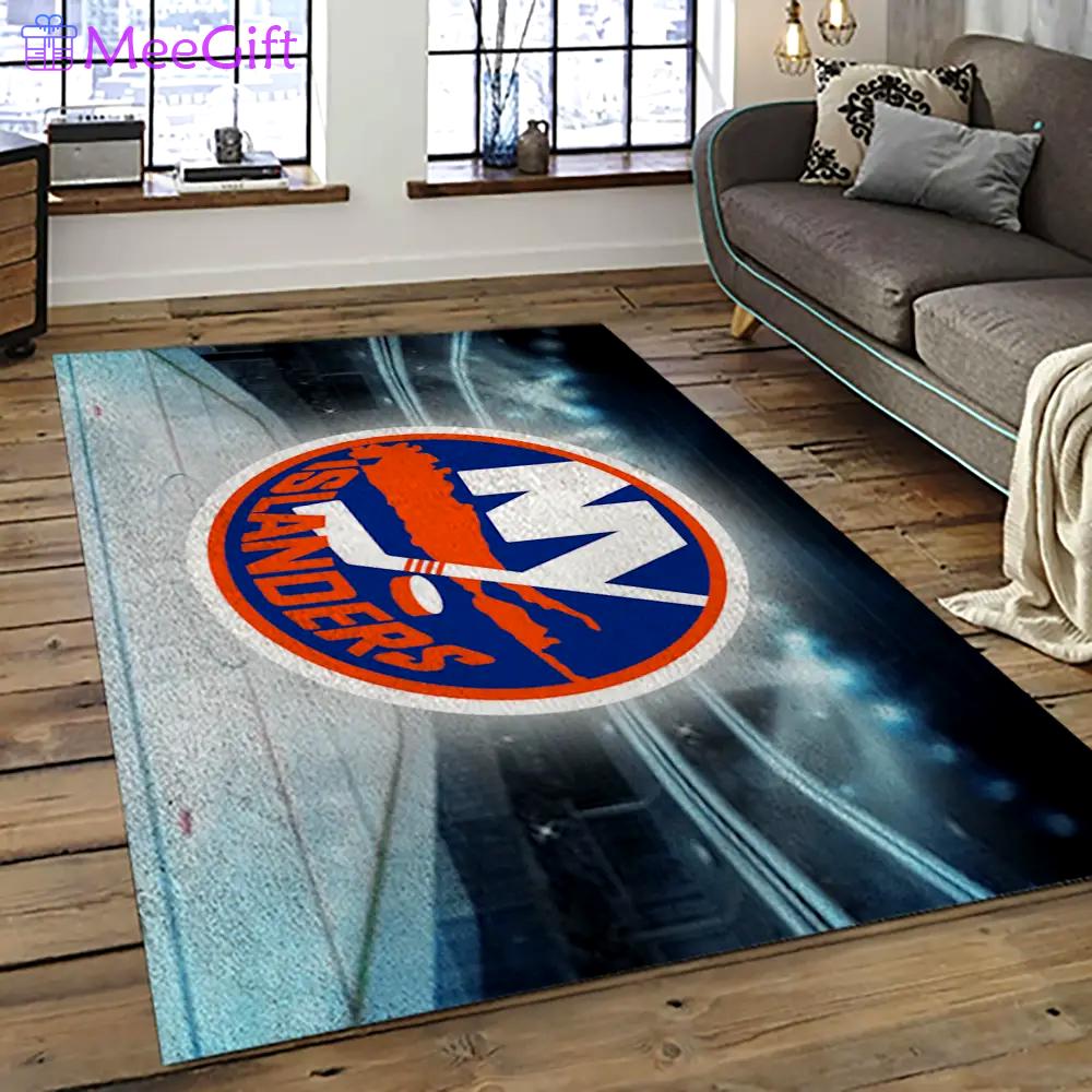 Nhl new york islanders hockey team logo sport carpet rectangle area rug for living room nyi27 Rectangle Rug