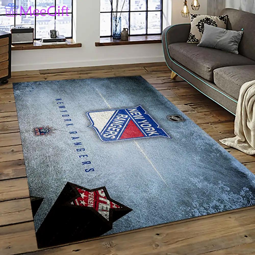 Nhl new york rangers hockey team logo sport carpet rectangle area rug for living room nyr21 Rectangle Rug