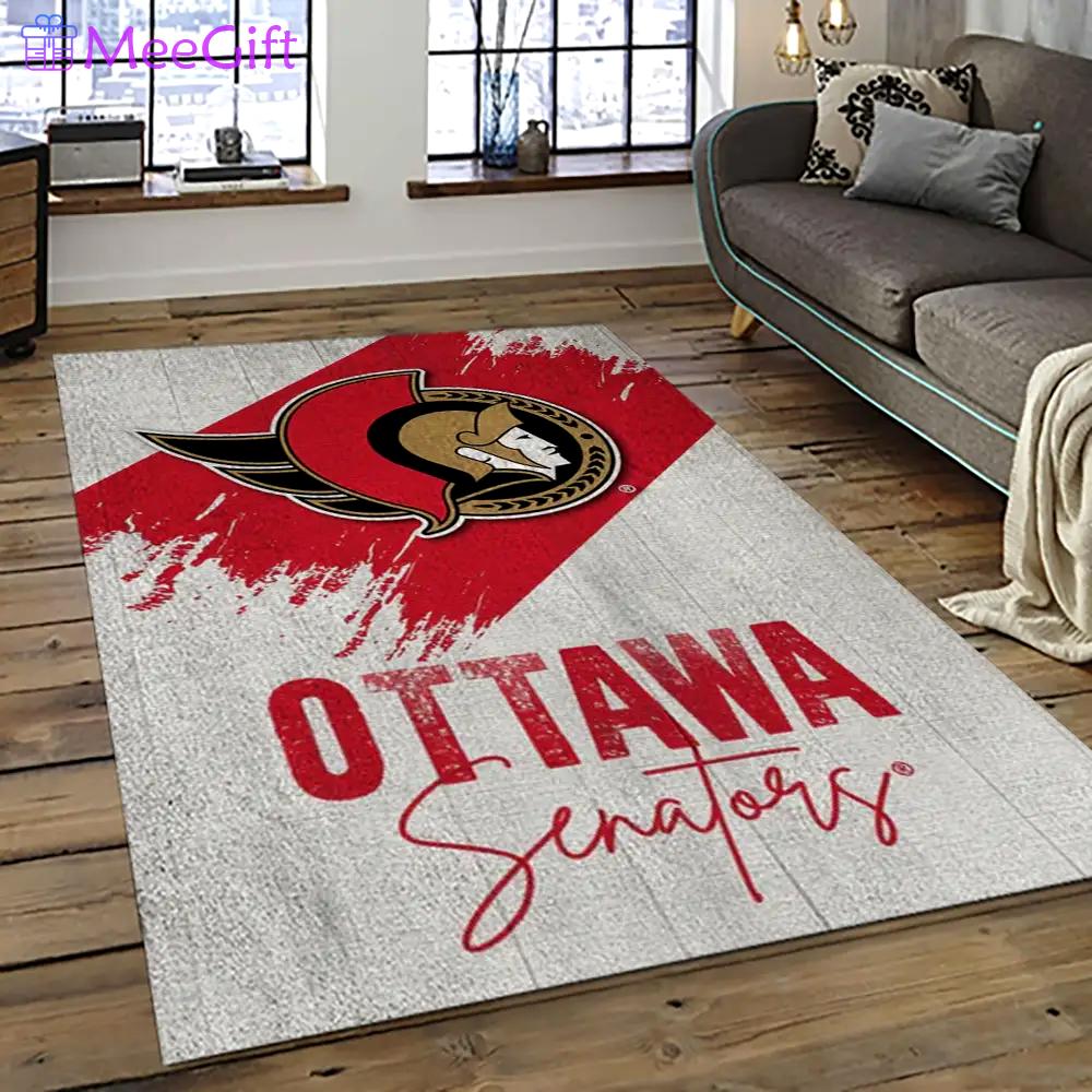 Nhl ottawa senators hockey team logo sport carpet rectangle area rug for living room os12 Rectangle Rug