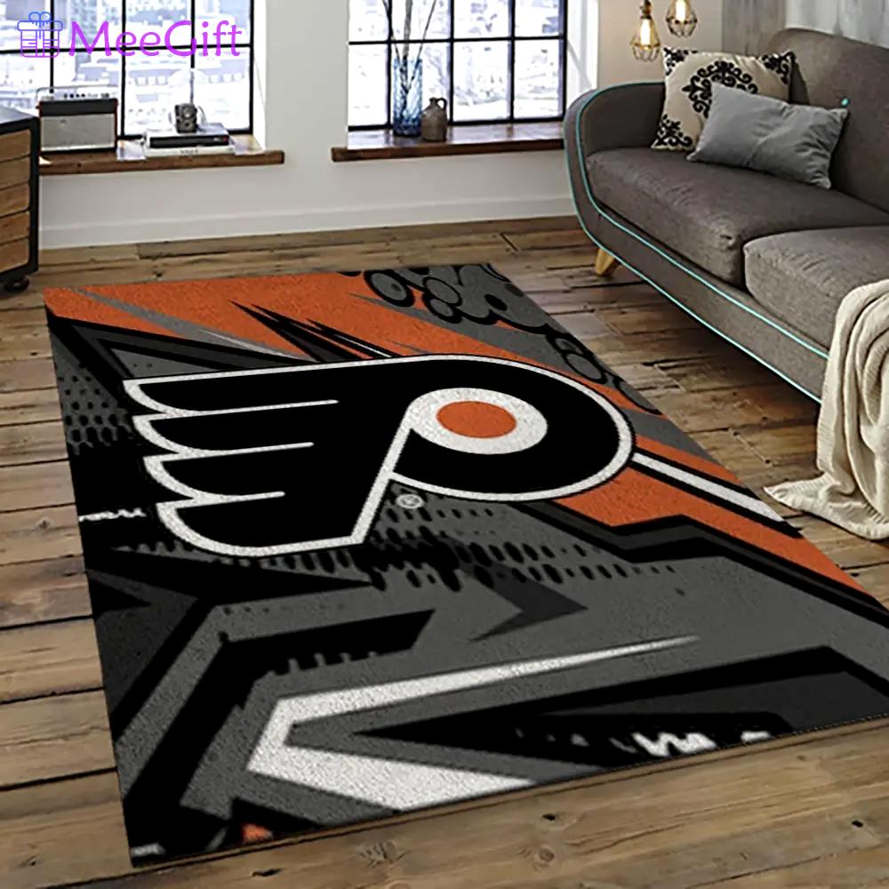 Nhl philadelphia flyers hockey team logo sport carpet rectangle area rug for living room pf08 Rectangle Rug