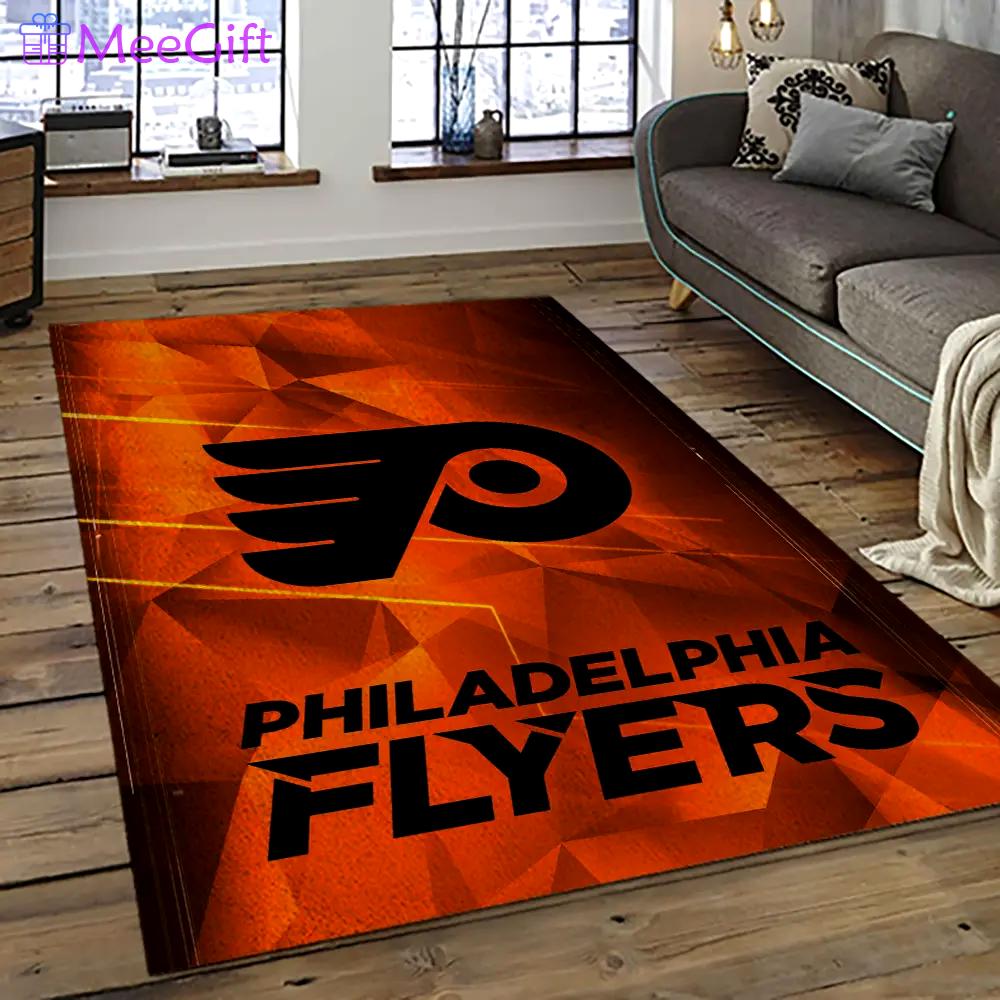 Nhl philadelphia flyers hockey team logo sport carpet rectangle area rug for living room pf31 Rectangle Rug