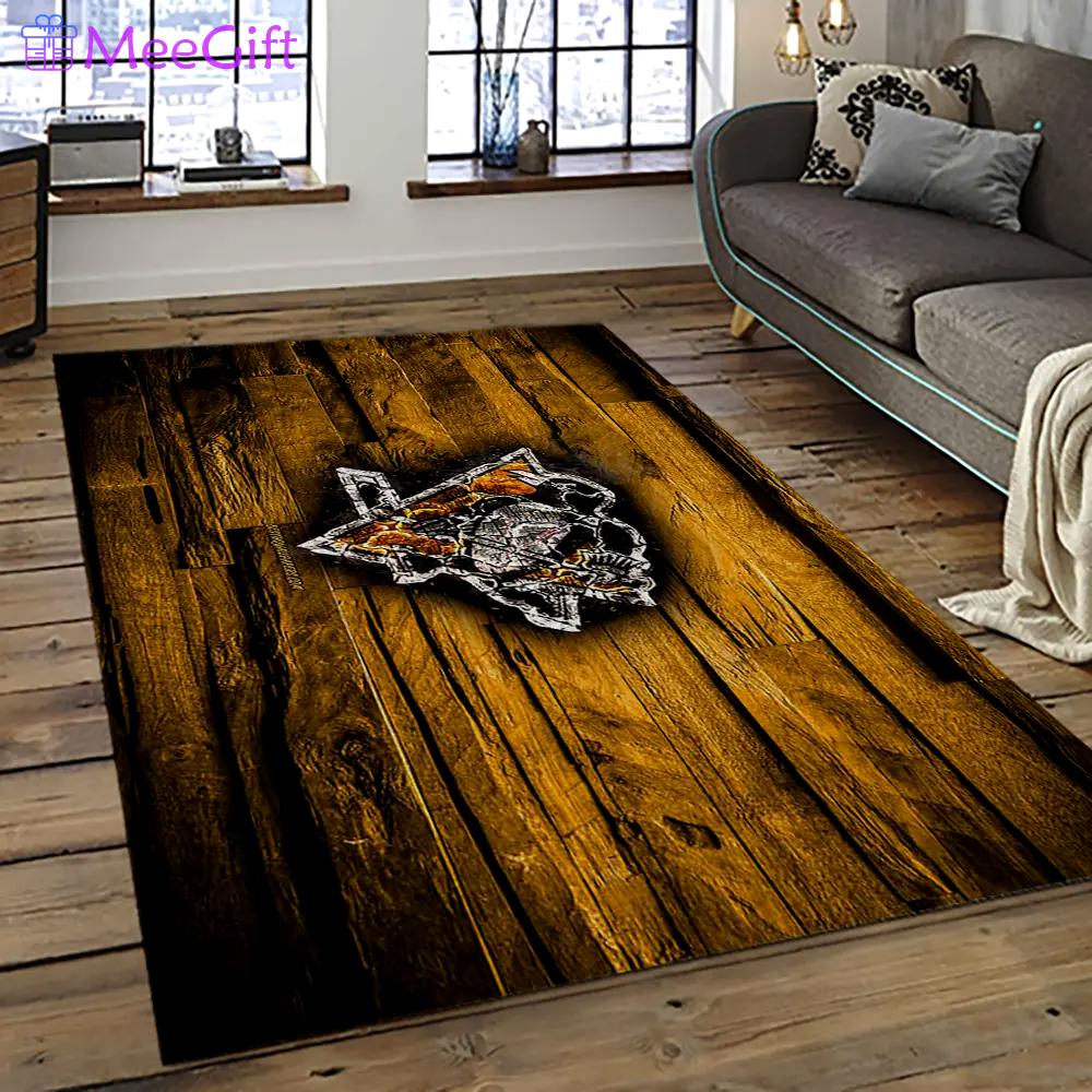 Nhl pittsburgh penguins hockey team logo sport carpet rectangle area rug for living room pp72 Rectangle Rug