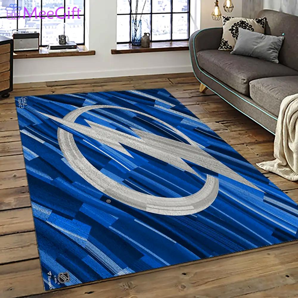 Nhl tampa bay lightning hockey team logo sport carpet rectangle area rug for living room tbl03 Rectangle Rug
