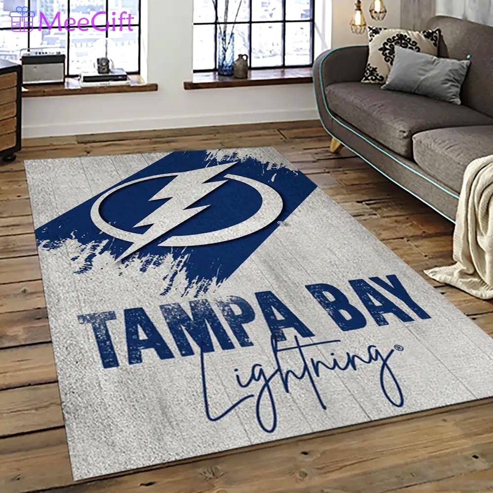 Nhl tampa bay lightning hockey team logo sport carpet rectangle area rug for living room tbl20 Rectangle Rug