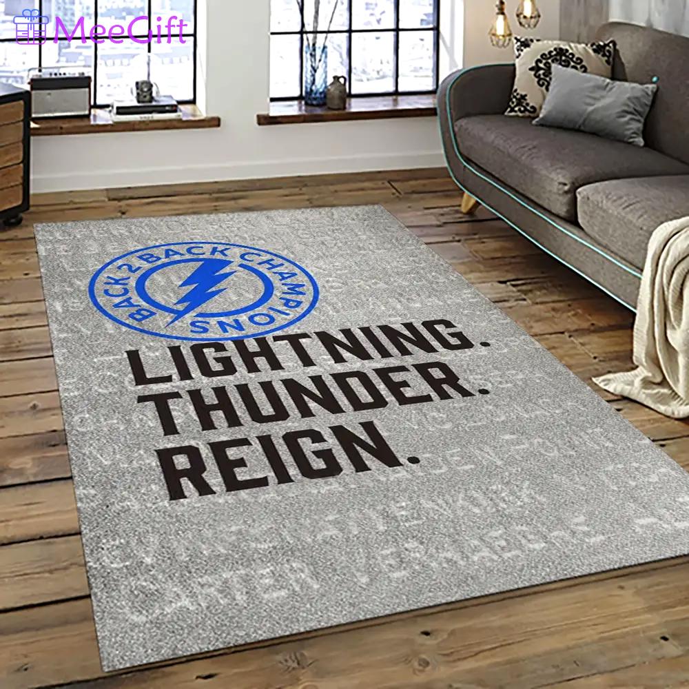 Nhl tampa bay lightning hockey team logo sport carpet rectangle area rug for living room tbl26 Rectangle Rug