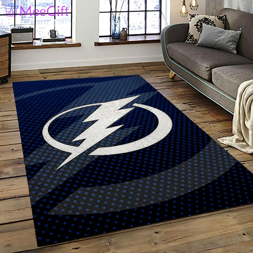 Nhl tampa bay lightning hockey team logo sport carpet rectangle area rug for living room tbl39 Rectangle Rug